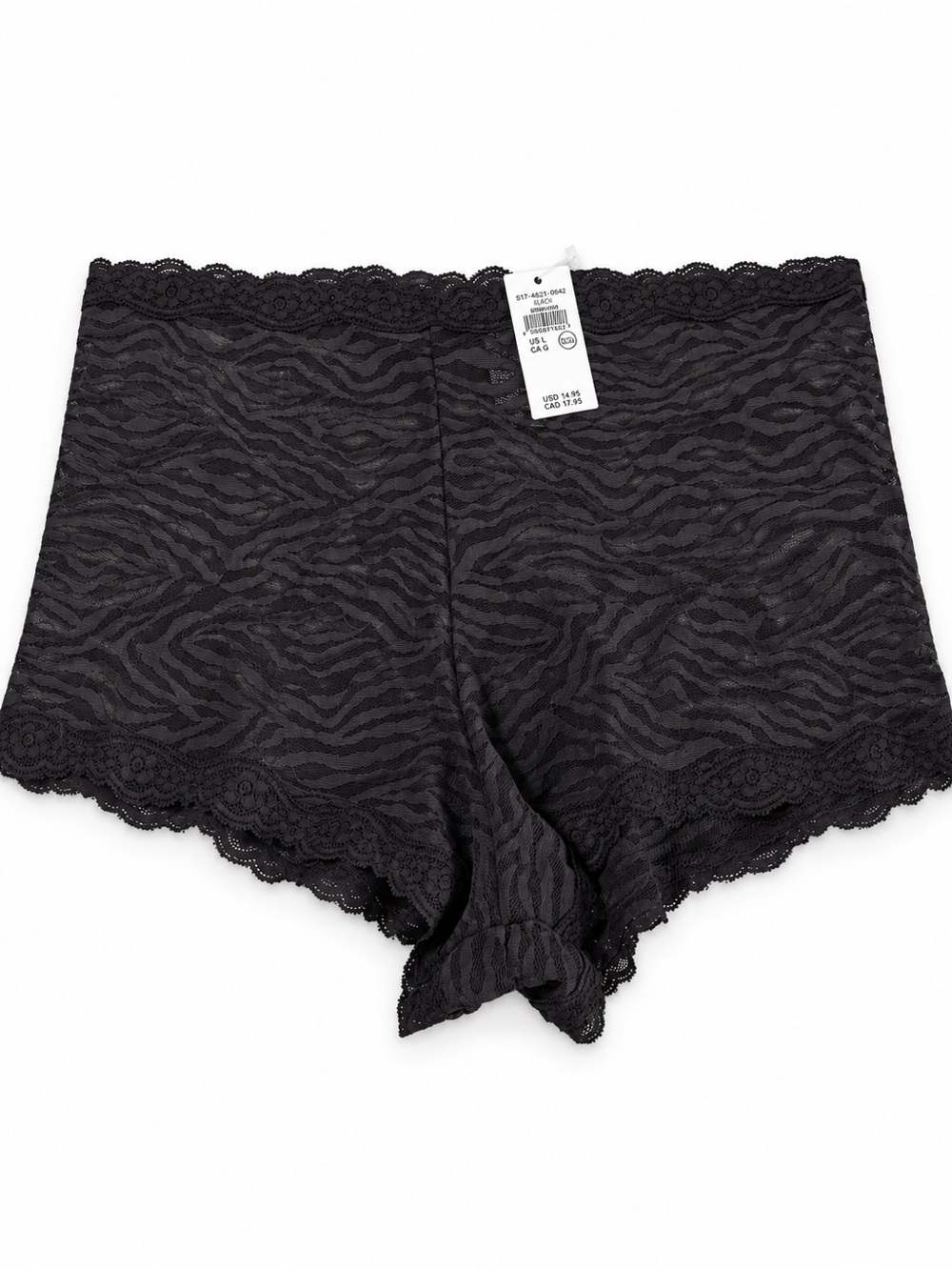 aerie Black Lace-Trim Zebra Boyshorts